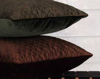 made to order Celino Olive quilted velvet cushion cover