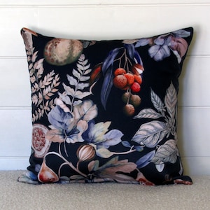 Borneo River velvet cushion cover, blue velvet reverse