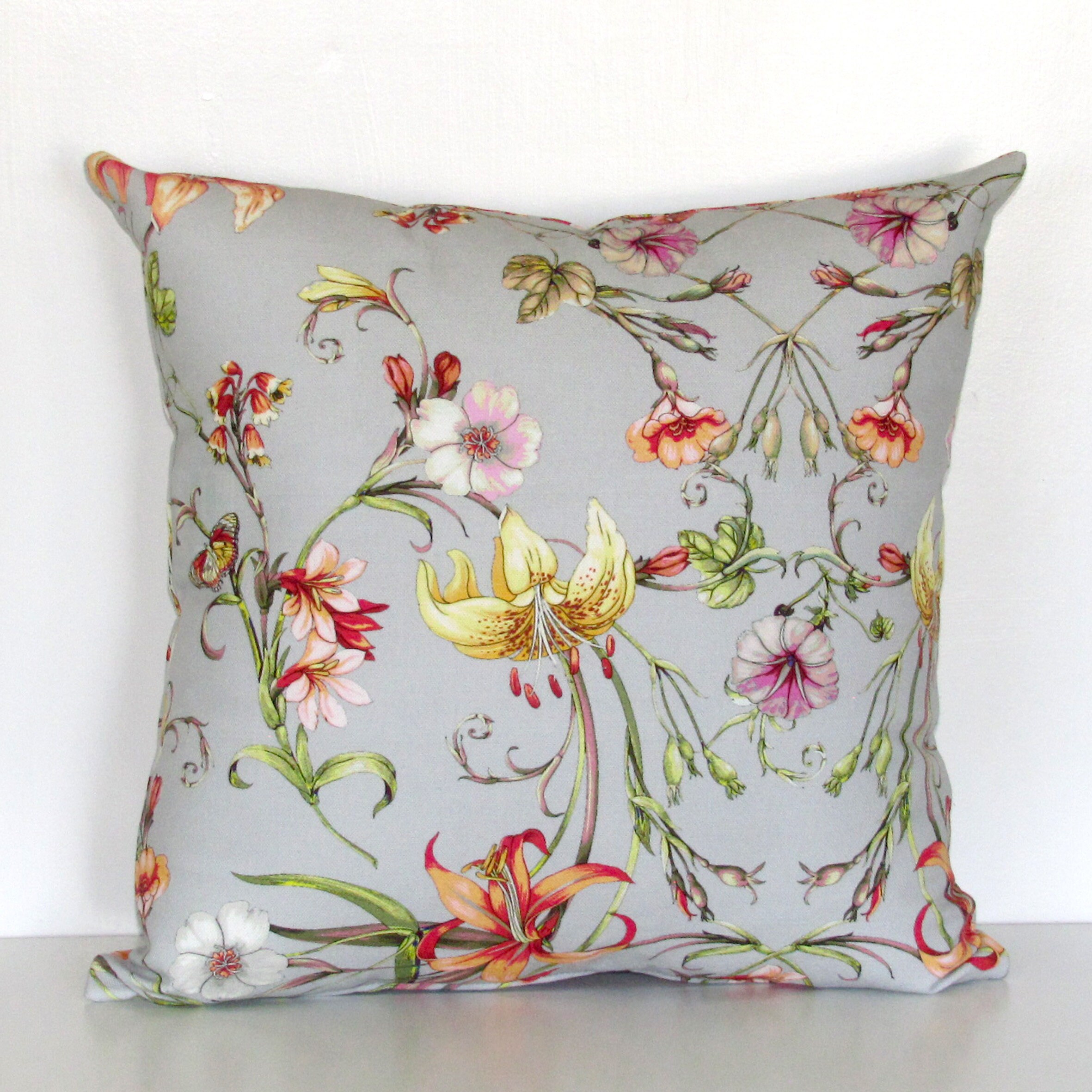 Lily cushion cover beautiful botanical cotton print with Etsy