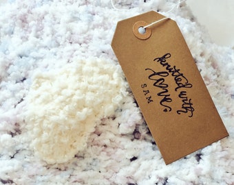 personalised knitted baby blanket, snuggly soft Sirdar wool