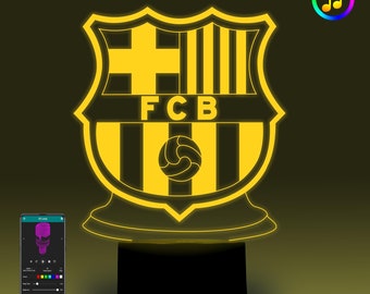 Barcelona Fc Fussball Acryl Led Team Logo Lampe 16 Farbwechsel Etsy