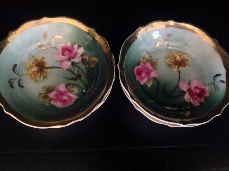 C T Germany Porcelain Hand Painted Berry Bowl Set