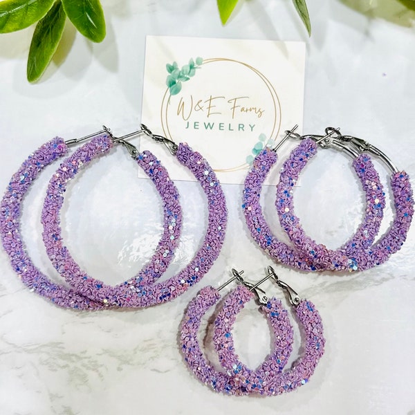 Purple Glitter Earring Hoops