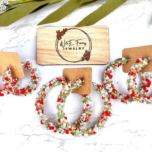 Christmas Chunky Glitter Hoops