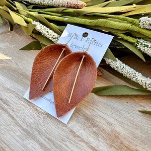 Neutral Brown Leather Earrings