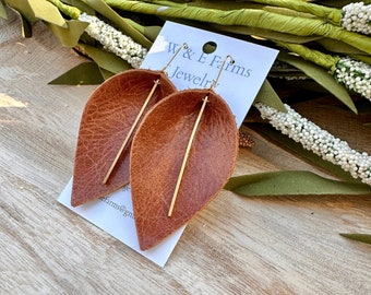 Neutral Brown Leather Earrings