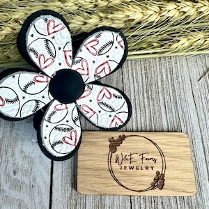 Baseball Leather Flower Hair Claw Clip