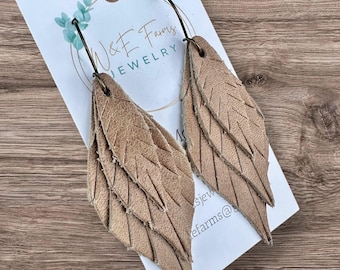 Blonde Layered Leather Fringe Earrings | Boho Western Lightweight Dangles