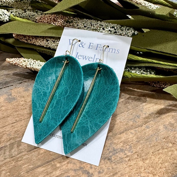 Turquoise Leather Earrings