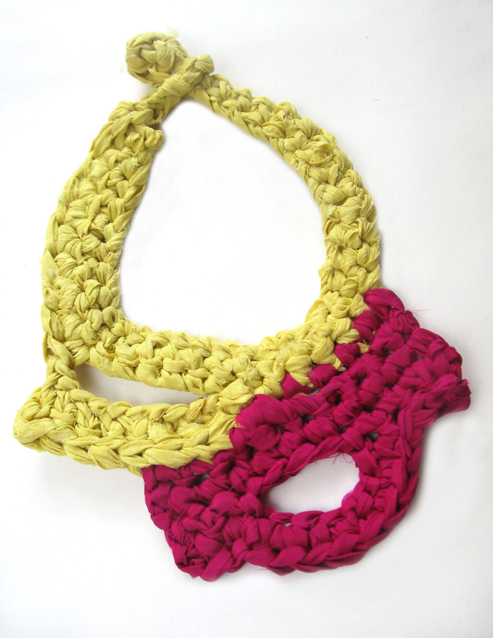 Silk Yarn Necklace Crochet Necklace Free Form Crochet Etsy