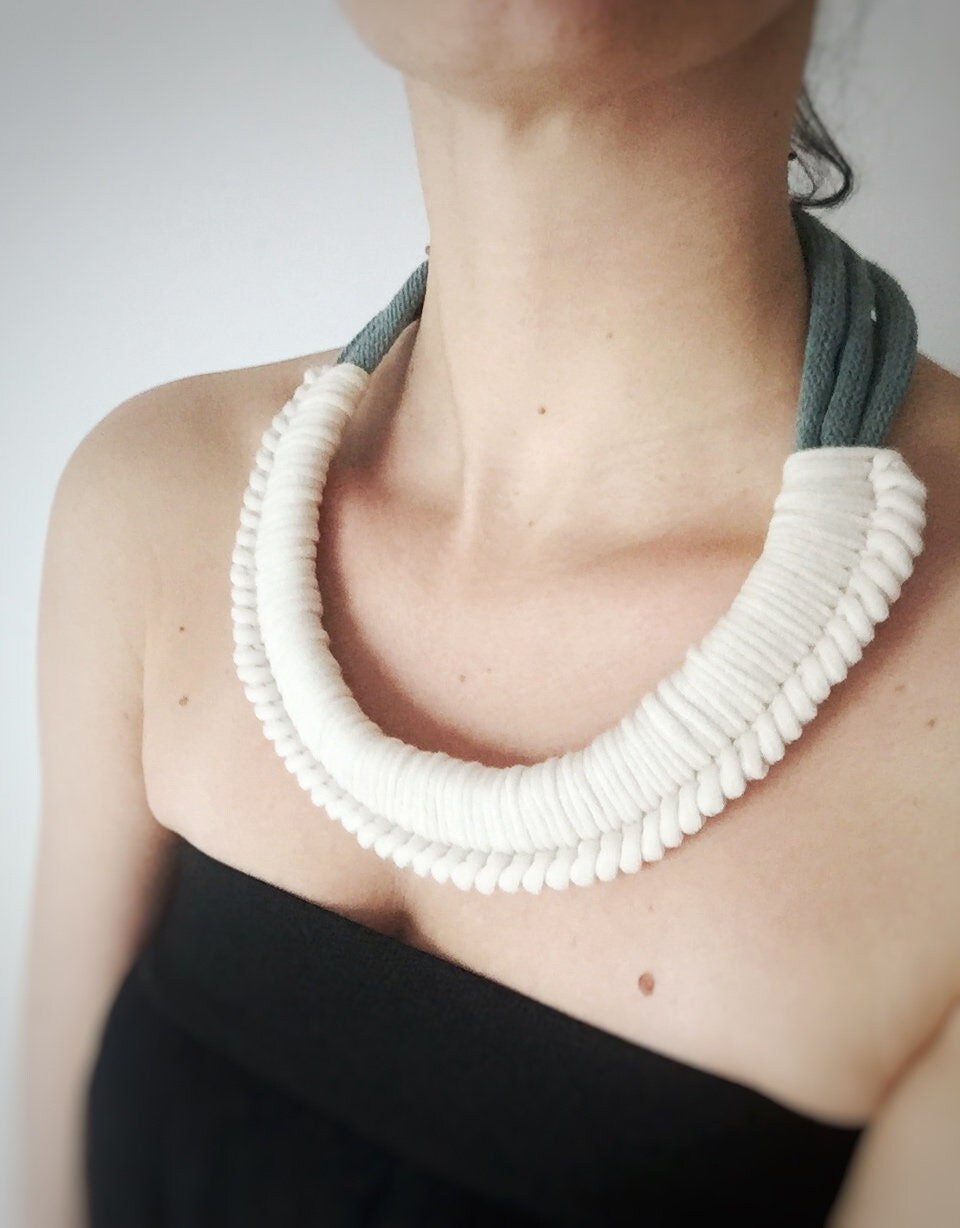 Crochet Necklace Rope Yarn Yarn Necklace Cotton Yarn Statement