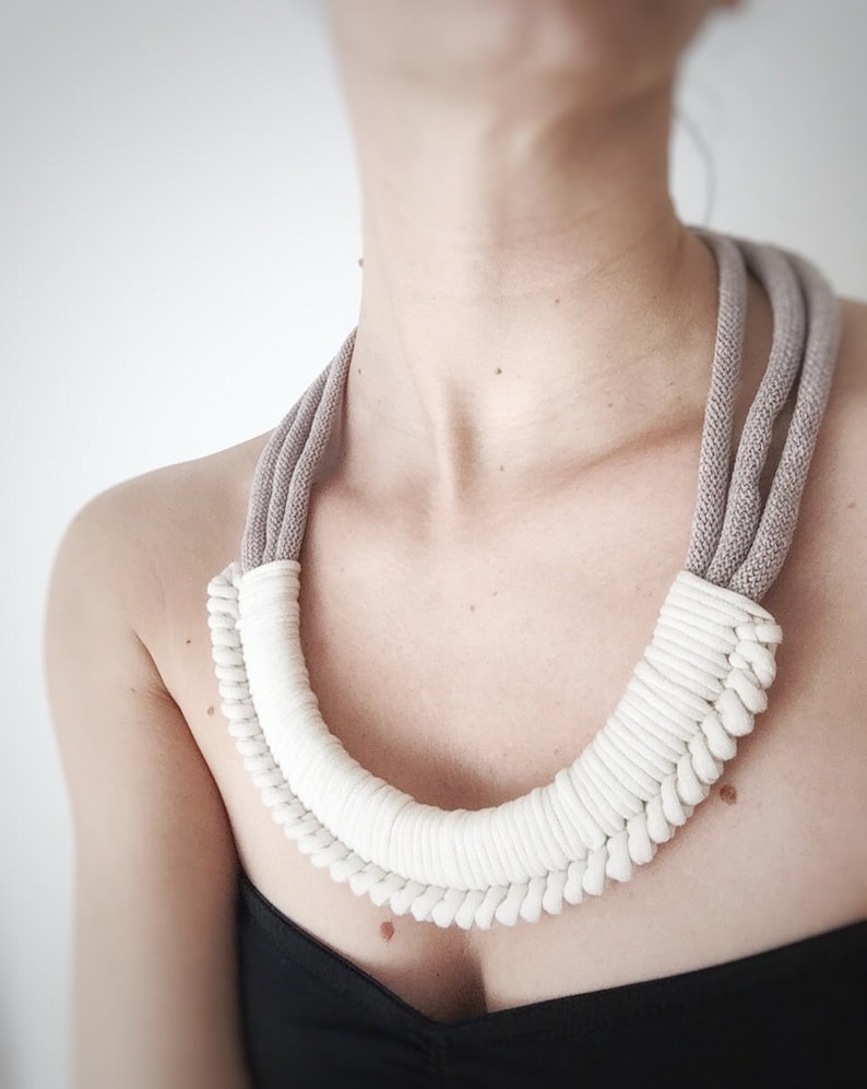 Crochet Necklace Rope Yarn Yarn Necklace Cotton Yarn Statement