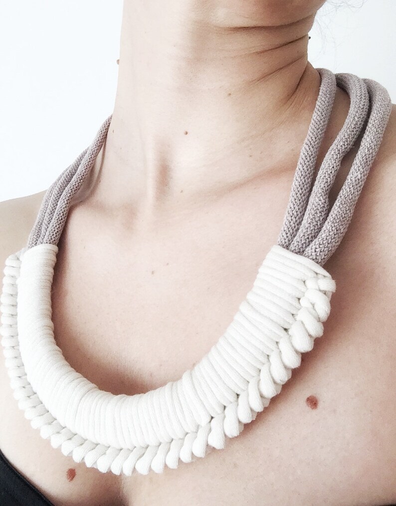 Crochet Necklace Rope Yarn Yarn Necklace Cotton Yarn Statement