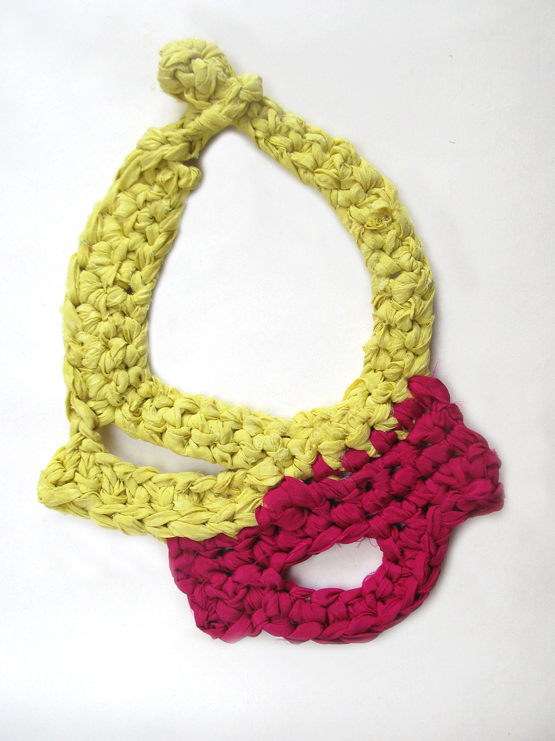 Silk Yarn Necklace Crochet Necklace Free Form Crochet Etsy