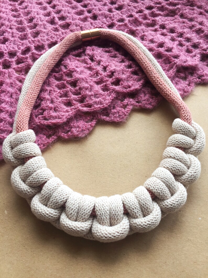 Knotted Necklace Rope Yarn Yarn Necklace Statement Etsy