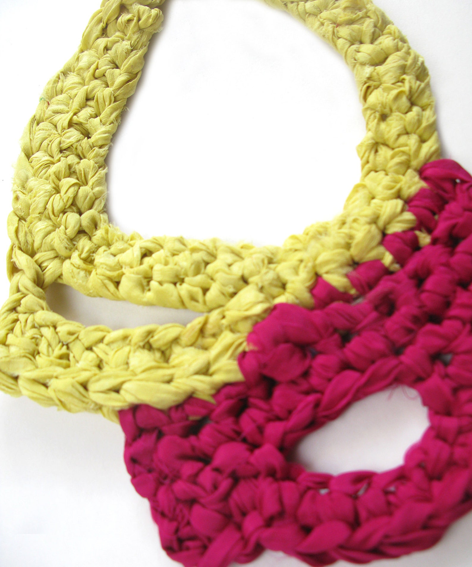 Silk Yarn Necklace Crochet Necklace Free Form Crochet Etsy