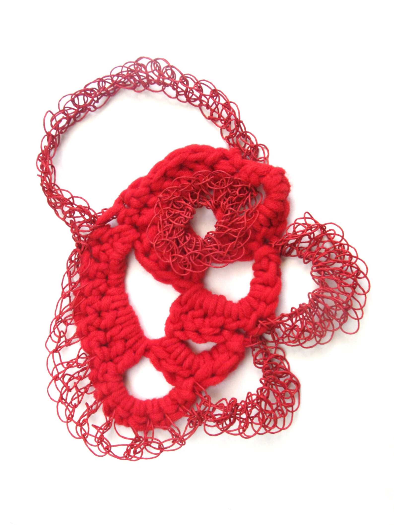 Paper Yarn Necklace Red Necklace Wool Yarn Jewelry Yarn Etsy