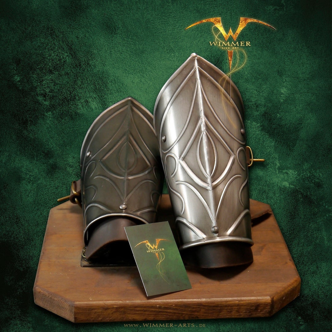 Metal Armor for LARP - Steel Bracers for Men, Antique Finish, Decorated ...