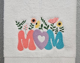 Mom Floral Embroidered Hand Towel