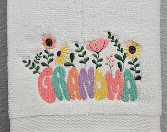 Grandma Floral Embroidered Hand Towel