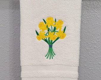 Daffodil Bouquet Embroidered Hand Towel