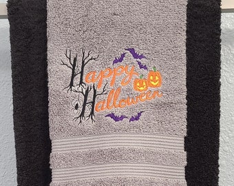 Spooky Tree Halloween Embroidered Towel