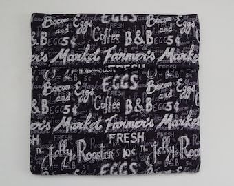Quilted Microwave Bake Potato Bag - Farmers Market Fabric
