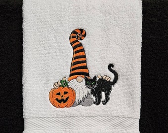 Halloween Gnome Embroidered Hand Towel