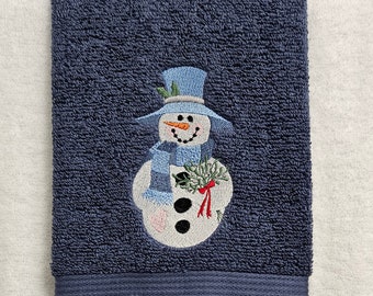 Snowlady with Flowers Embroidered Hand Towel Snowman