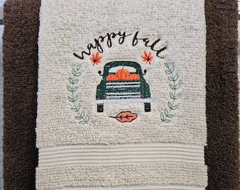Happy Fall Embroidered Hand Towel