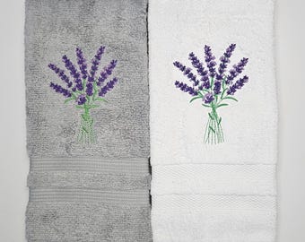 Lavender Bouquet Embroidered Hand Towel
