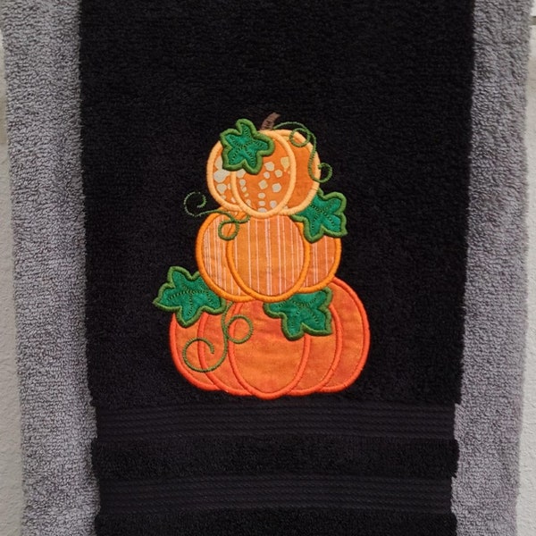 Stacking Pumpkins Appliqued Embroidered Hand Towel