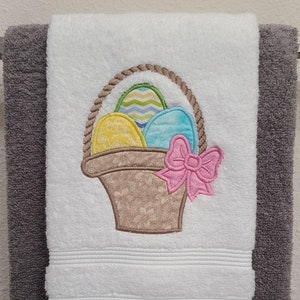 Easter Egg Basket Embroidered Towel image 1