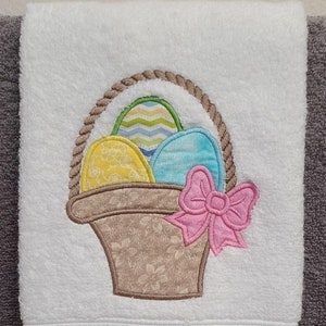 Easter Egg Basket Embroidered Towel image 2
