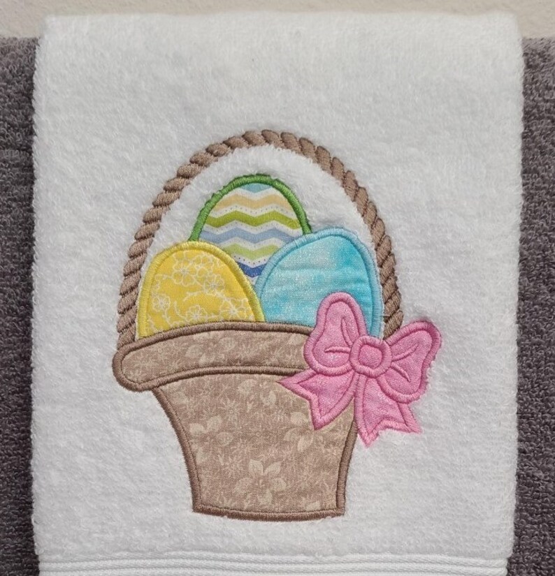 Easter Egg Basket Embroidered Towel image 2