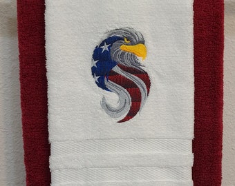 Patriotic Eagle Embroidered Towel
