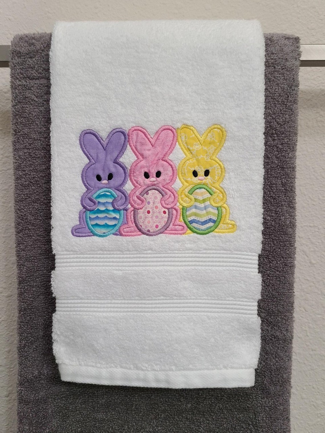 Easter Peeps Embroidered Hand Towel Etsy