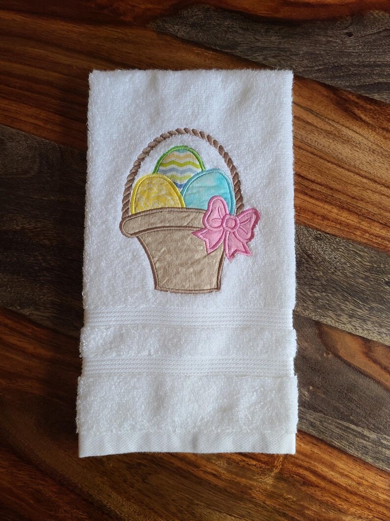 Easter Egg Basket Embroidered Towel image 3