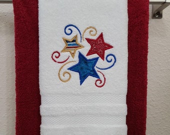 Three Stars Embroidered Hand Towel