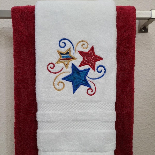 Three Stars Embroidered Hand Towel