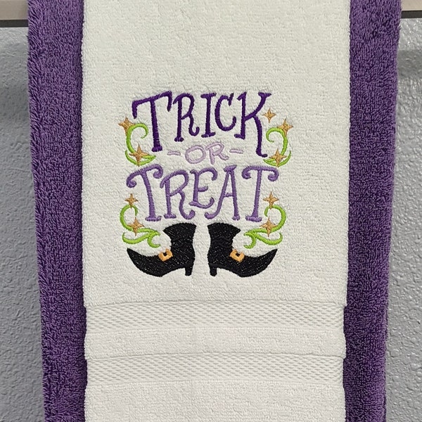 Trick or Treat Witches Boots Embroidered Hand Towel