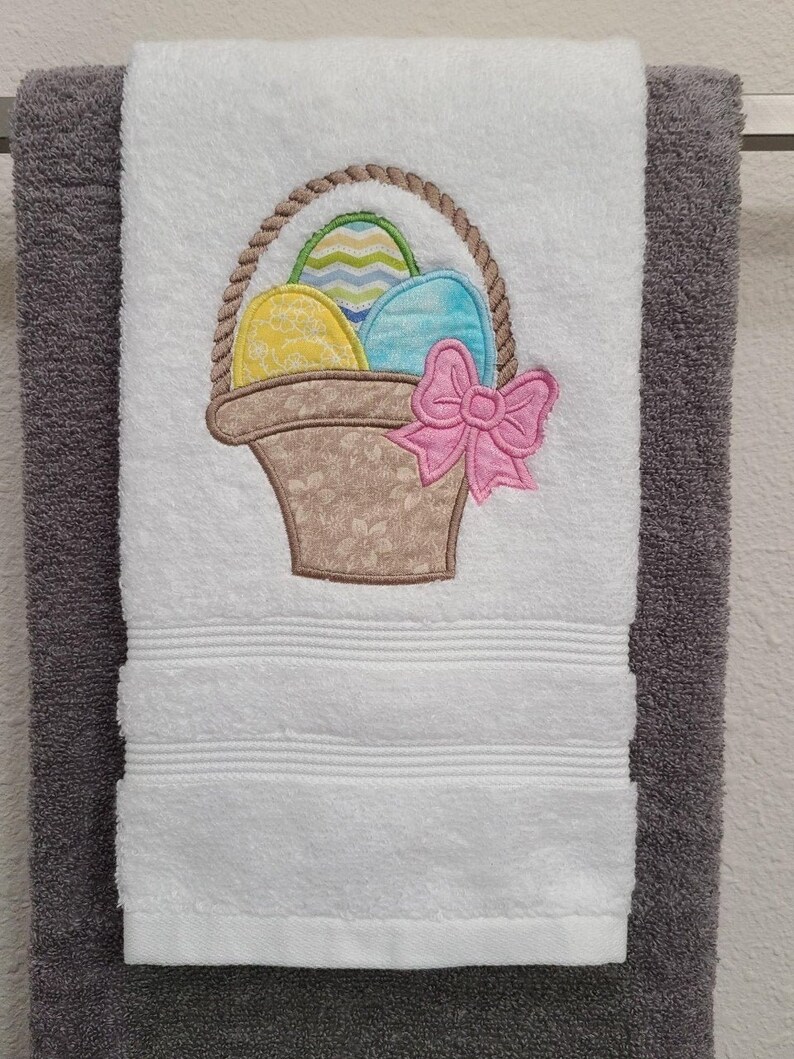 Easter Egg Basket Embroidered Towel image 1