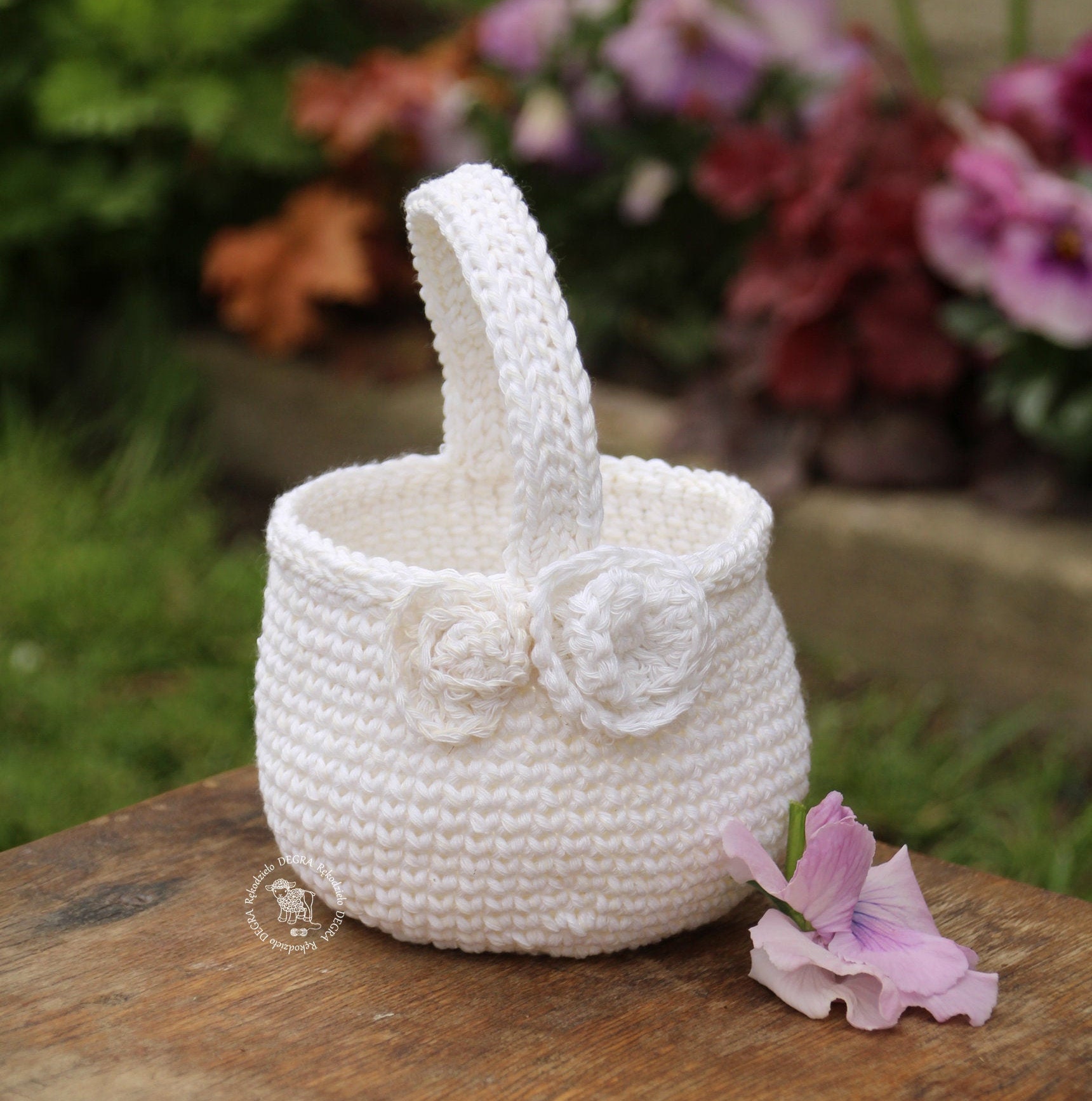 Flower baskets Girl Crochet Baskets Cotton natural Wedding Etsy
