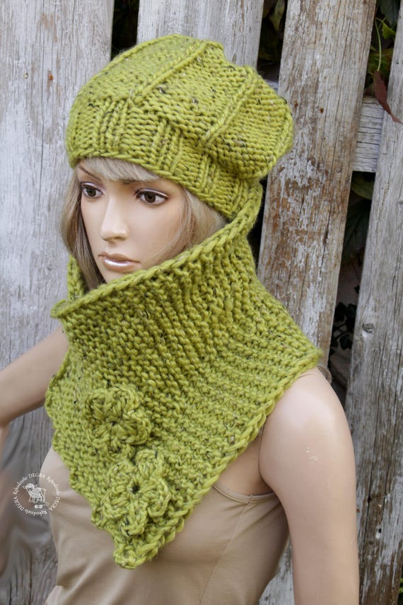 Women's knit set Hat witch cowl Neckwarmer Beanie hat Etsy