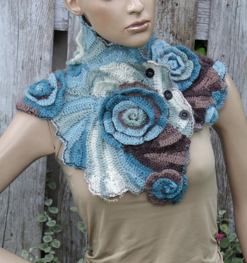 Crochet cowl Scarf unique desing Bridal unique Scarf Womens Etsy
