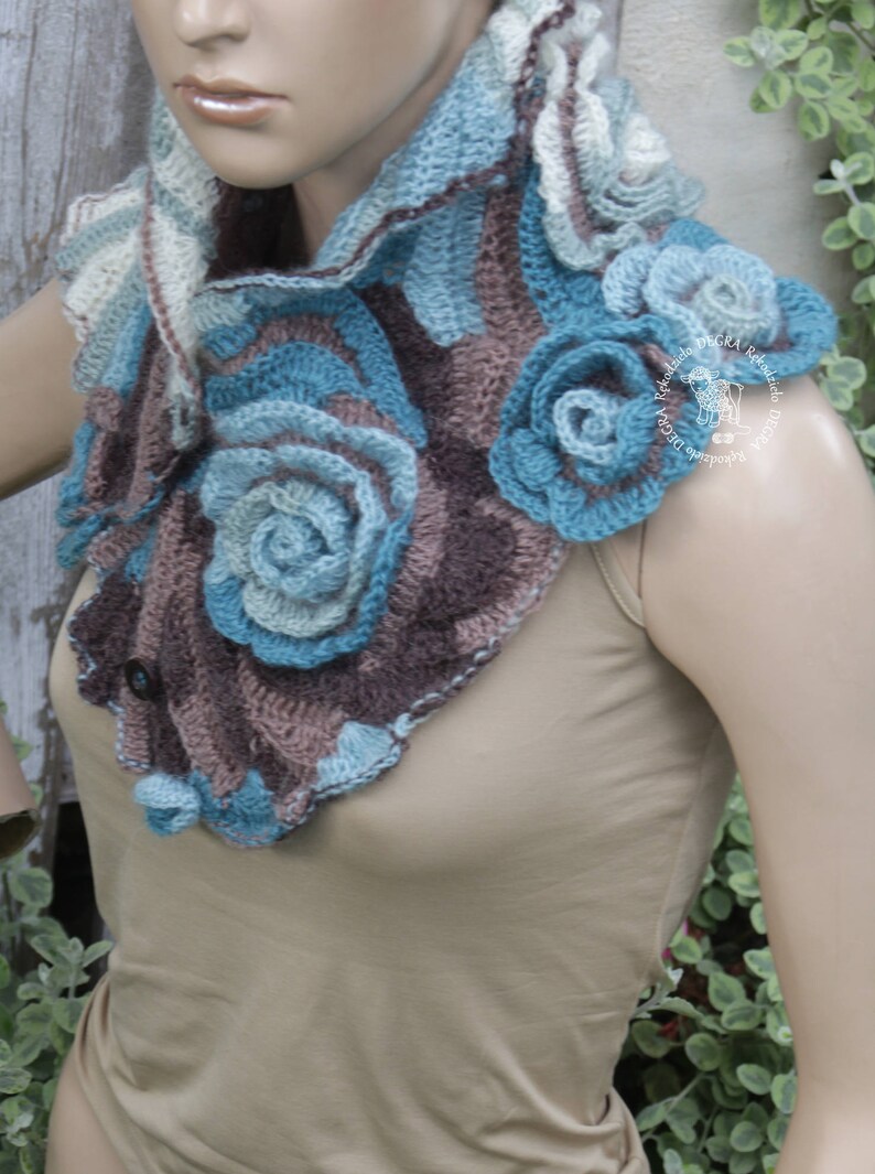 Crochet cowl Scarf unique desing Bridal unique Scarf Womens Etsy