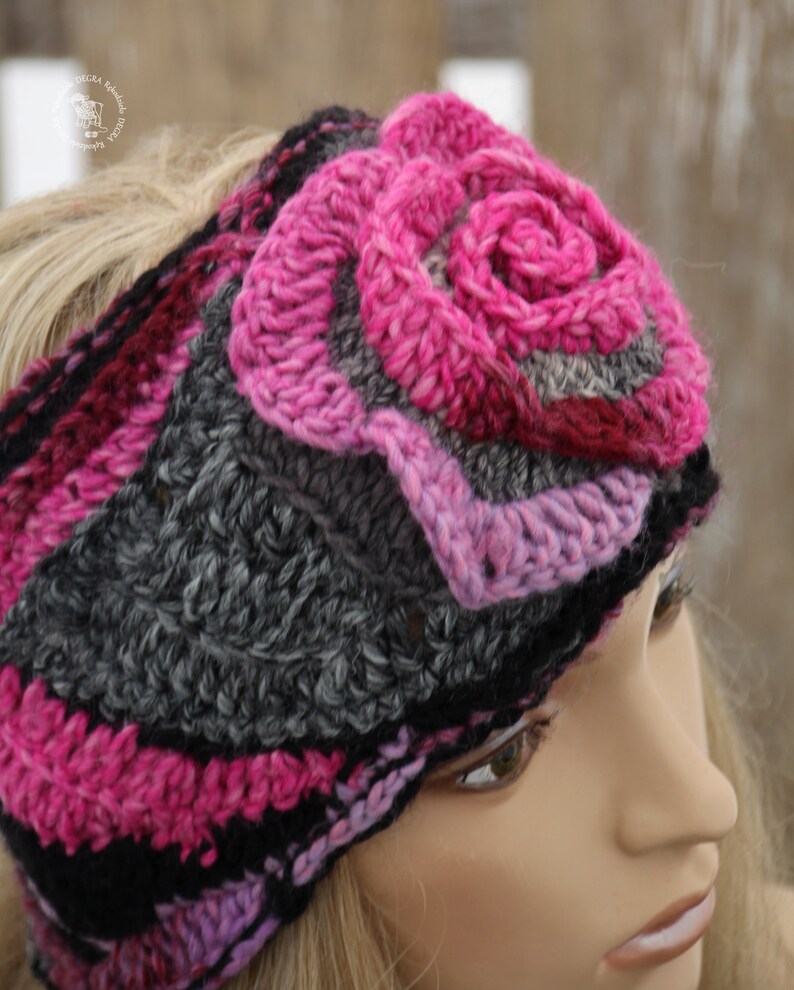 Freeform crochet Chunky headband Gift for her Messy bun beanie Women/'s headband Hair band Messy bun Pink ear headband