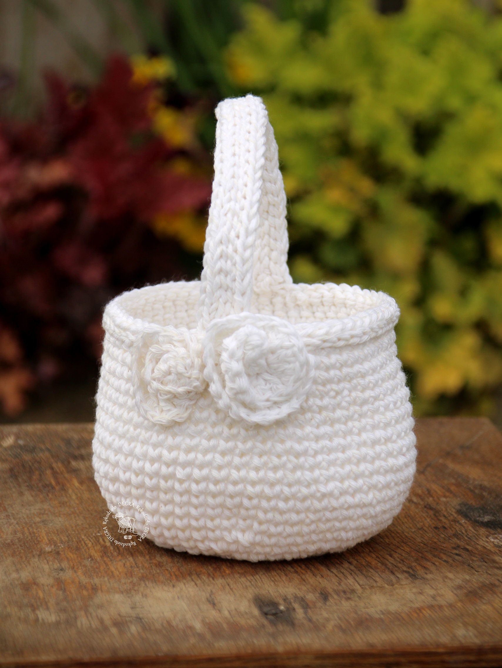 Flower baskets Girl Crochet Baskets Cotton natural Wedding Etsy