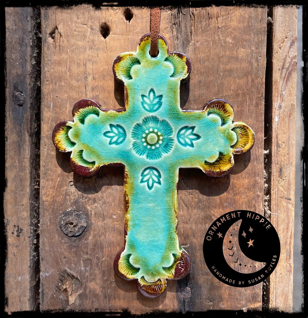 SPANISH CROSS Handmade Ceramic Ornament by Susan Boyles Etsy