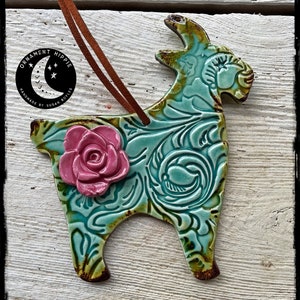 GERDY THE GOAT ... Handmade Ceramic Ornament by Susan Boyles